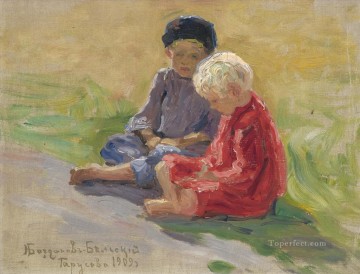 印象派 Painting - 遊ぶ子供たち ニコライ・ボグダノフ ベルスキーの子供たち 印象派
